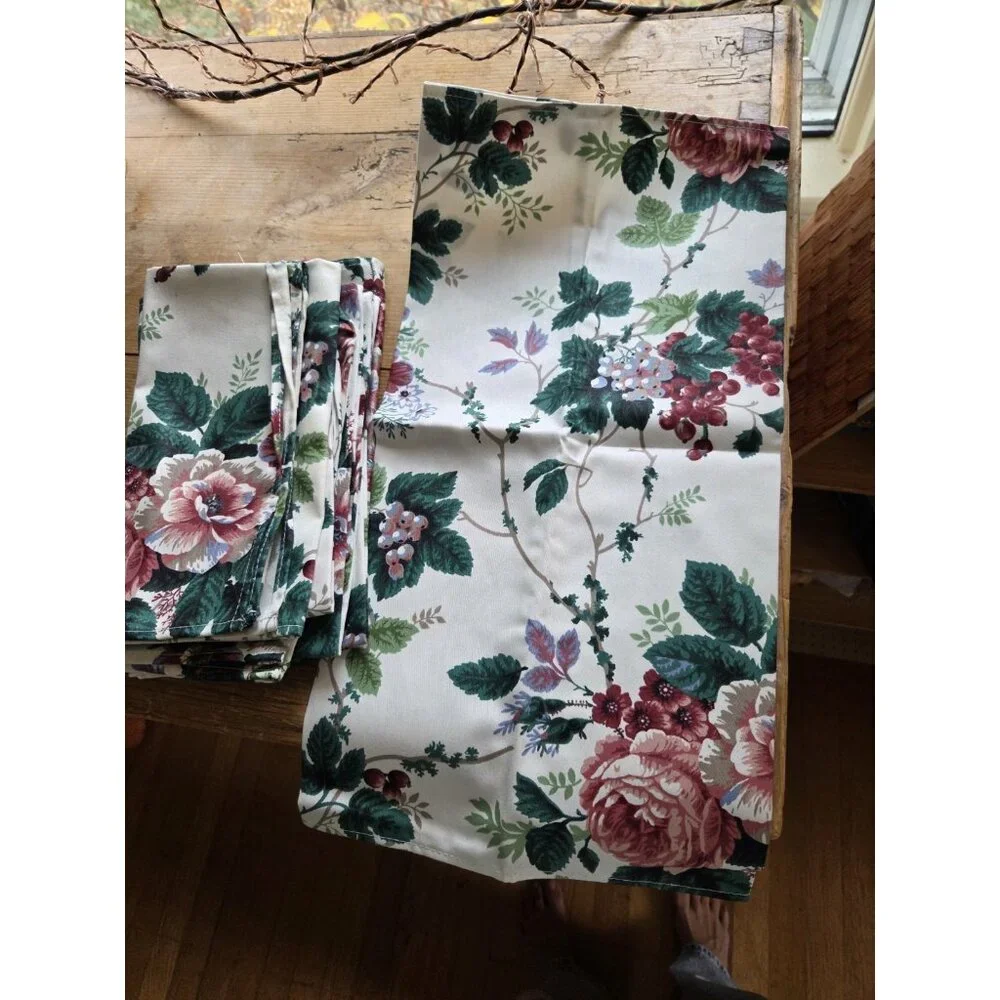 VTG NEW 8 waverly cloth napkins custom Fabric Floral Grapes Cottagecore Classic - Picture 5 of 6